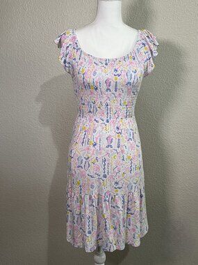 Lilly Pulitzer Jilly Smocked Dress Women’s XS Multi Summer Serenade Beach Ready